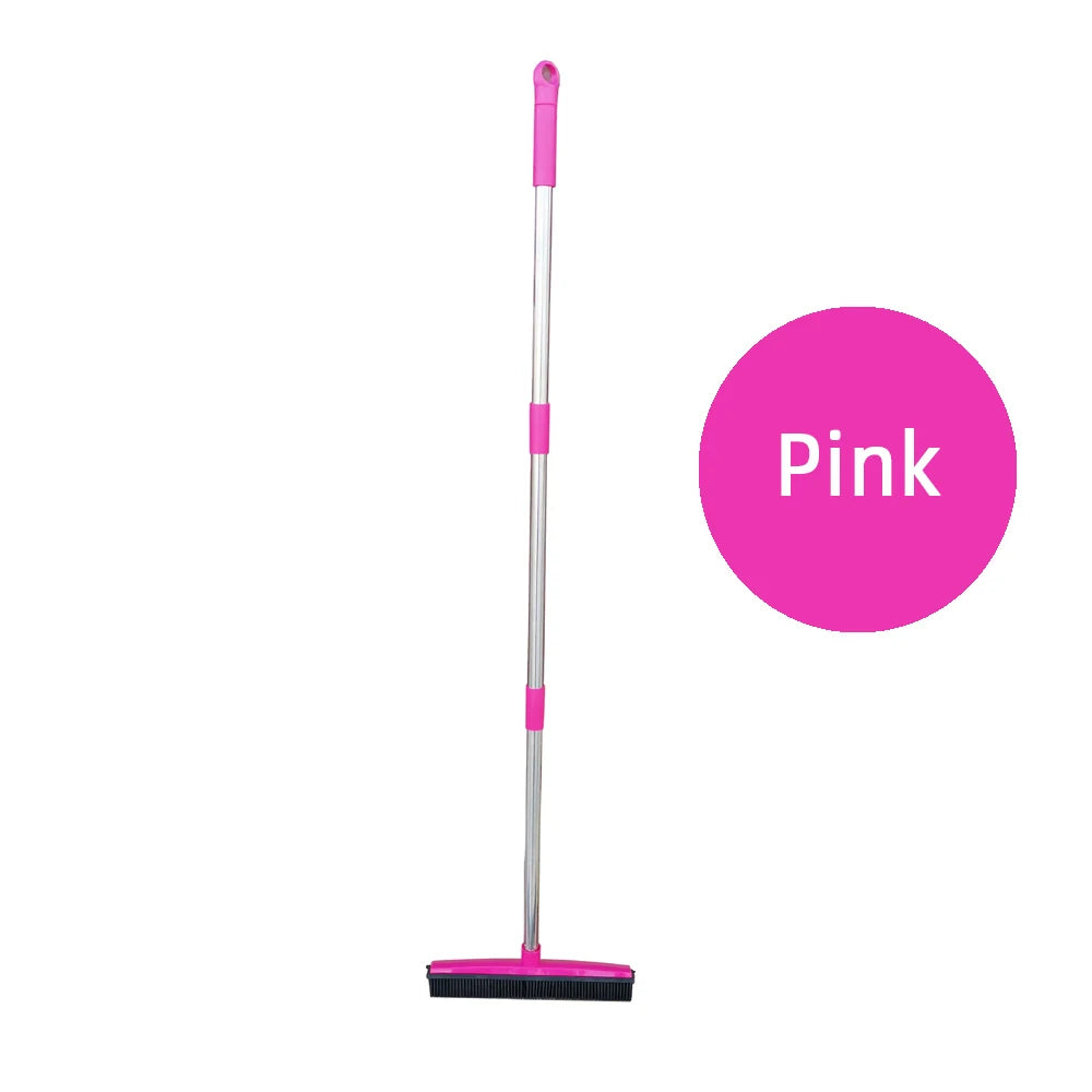 Pet Hair Removal Rubber Broom with Squeegee - Effortless Carpet and Floor Cleaning for all Pet Hair