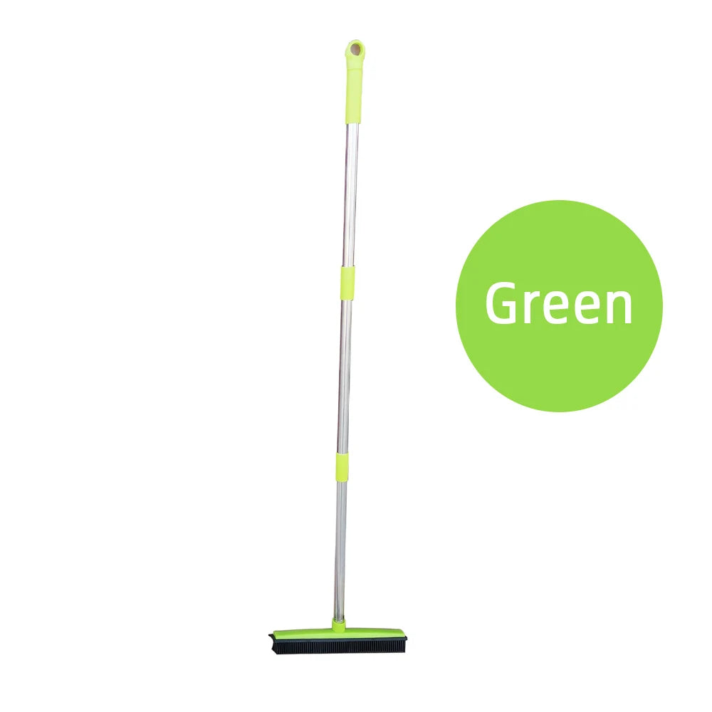 Pet Hair Removal Rubber Broom with Squeegee - Effortless Carpet and Floor Cleaning for all Pet Hair