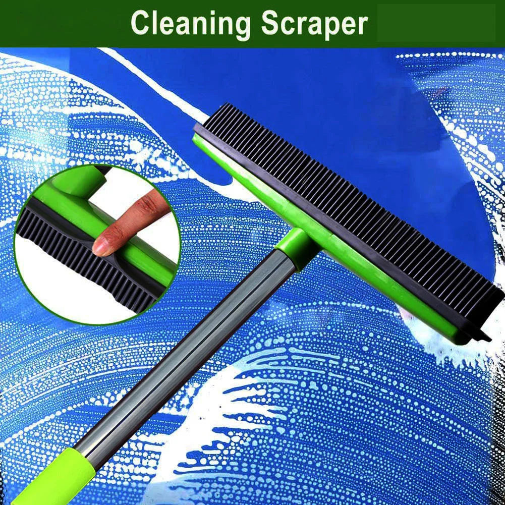 Pet Hair Removal Rubber Broom with Squeegee - Effortless Carpet and Floor Cleaning for all Pet Hair